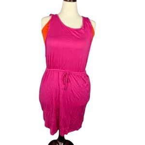 Fever Sleeveless Drawstring Colorblocked Dress Beetroot Purple Size XS